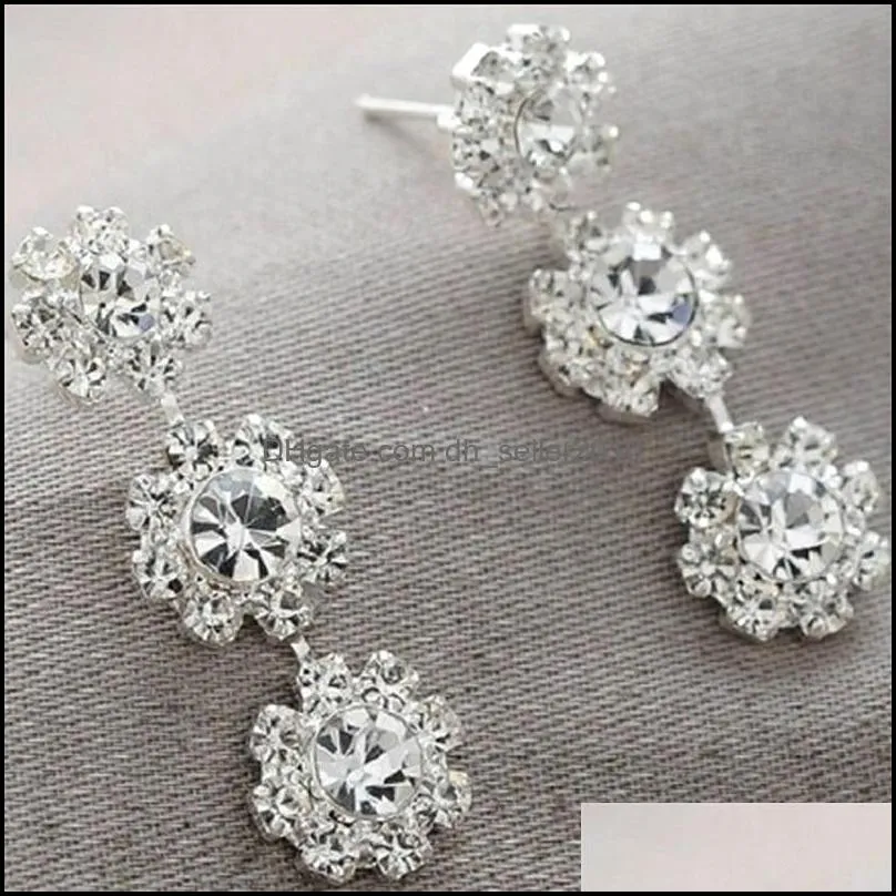 fashion crystal bride accessories rhinestone wedding jewelry sets with necklace earring crown for bride bridal 608 k2