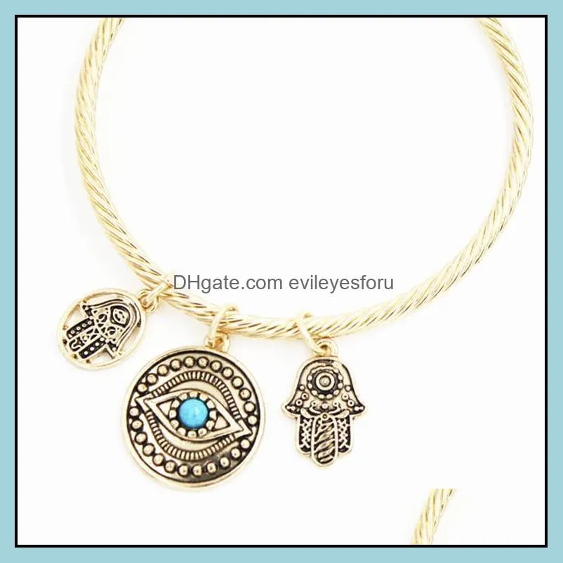 symbol evil eye charm bracelets for women girls turkish lucky blue eyes fatima hand bracelet fashion bangle jewelry
