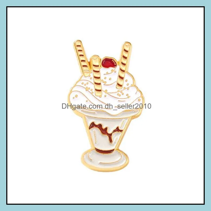 customized ice cream hard enamel pin cartoon bulk brooch creative luxury women badge cool drink metal cute wholesale 6090 q2