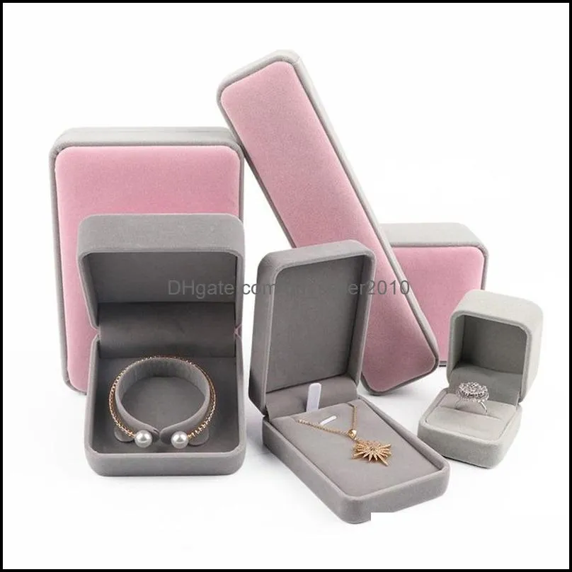 pink jewelry gift packaging box velvet ring cufflink earring pendant charm necklace bangle bracelet brooch jewellery packing boxes 350