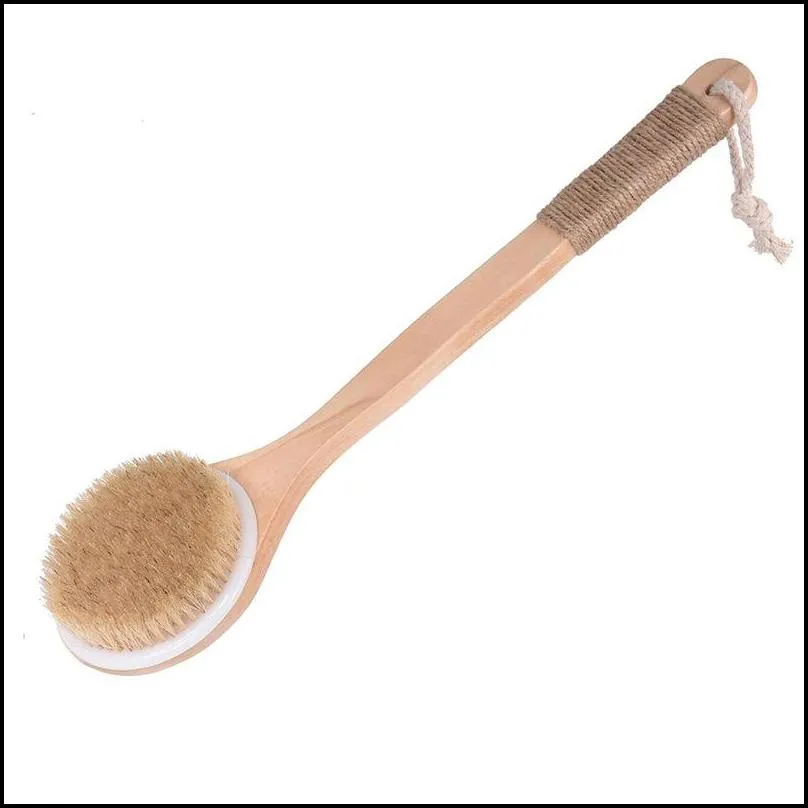 40x10cm long wooden handle bath brush back brush with natural boar bristles exfoliating dry skin shower brush