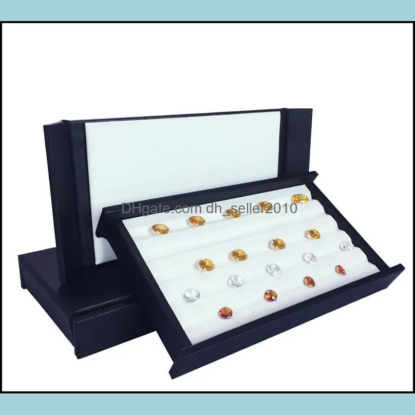 mute magnet cover superior leather diamond display box mini stone storage case gemstone jewelry holder organizer travel