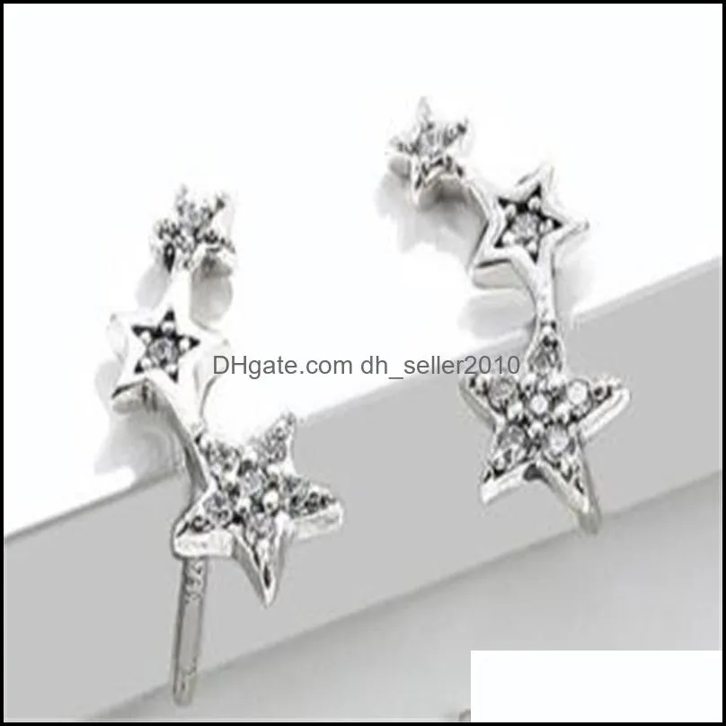genuine 925 sterling silver woman delicate star cubic zirconia earrings female fine jewelry for valentine`s day gift 732 z2