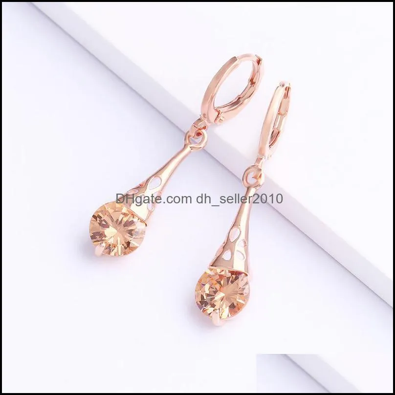 clipon screw back gold plated cz dangle earrings for lady women colorful crystal stone clip on earring gift jewelry