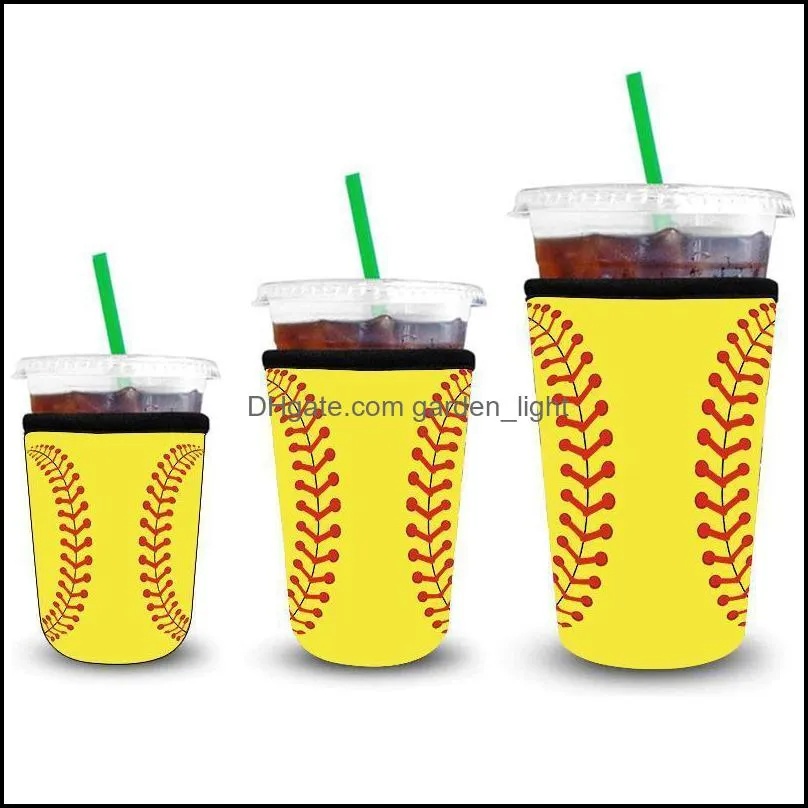 ups drinkware handle custom softball pattern iced coffee cup sleeves anti-dirty insulation cold keeping reusable hot and colds drinks cups