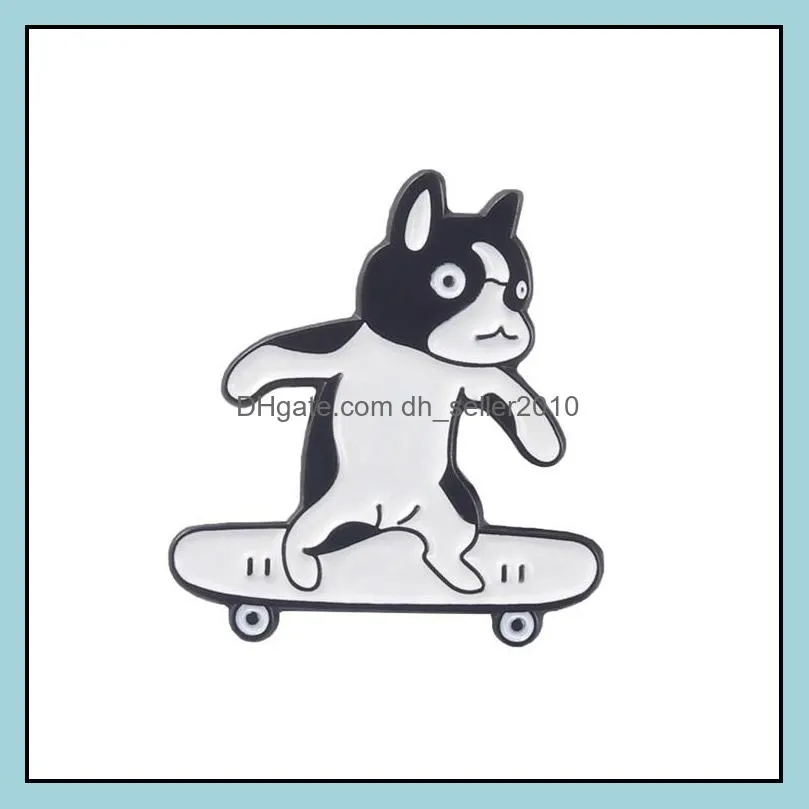 customized hard enamel brooch alloy jewelry for women cartoon cute skateboard firewood dog funny animal lapel enamel pin and badges genshin 1107