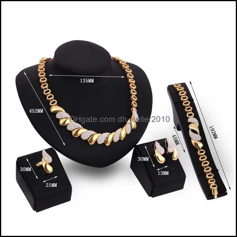 fashion women african 18 k gold plated necklace earrings set party bridal wedding accessories jewelry set 347 b3