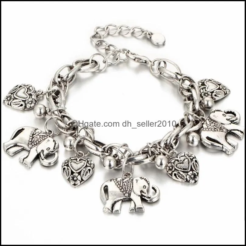 bracelets bangles anklets jewelry vintage bohemia new fashion high quality gold silver plated alloy heart elephant 472 z2