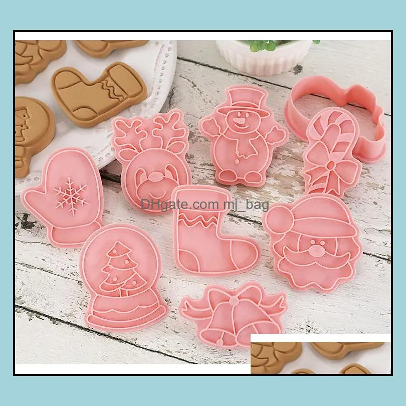 Bakeware 8 Pcs/Set DIY Cartoon Biscuit Mould Christmas Cookie Cutters ABS Plastic Baking Mould  Tools Cake Decorating