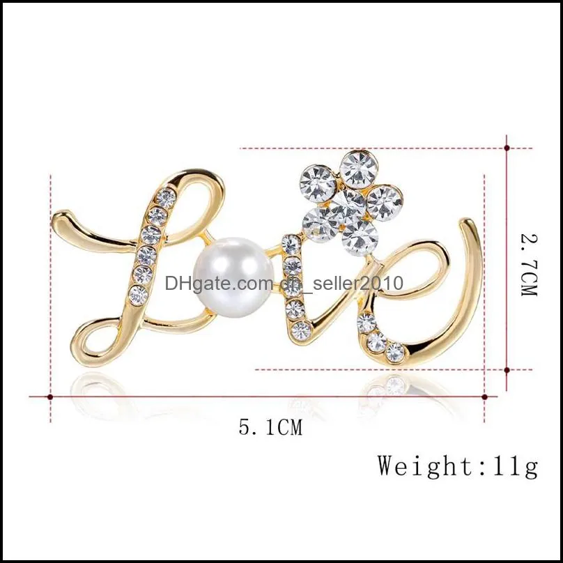 love shape pins wedding brooch rose gold pearl rhinestone crystal flower bridesmaid brooches pin statement jewelry christmas gift 1015