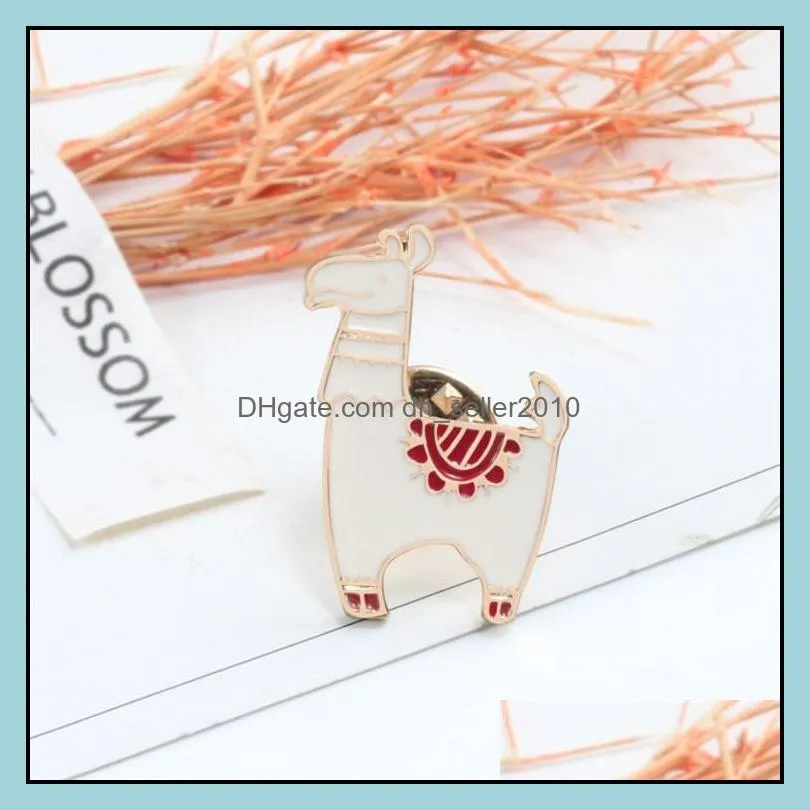 customized alpaca sheep enamel brooches custom cartoon creative animal jewelry for children clothes hats bag charms bulk hard enamel pin 1026