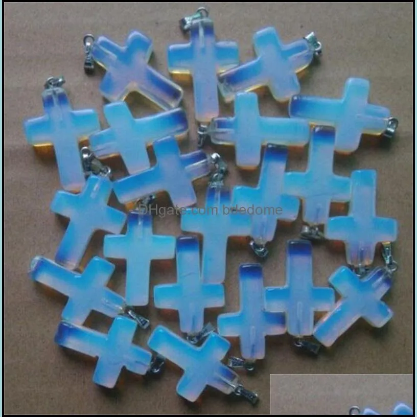 opal stone cross charms pendants for necklace jewelry making