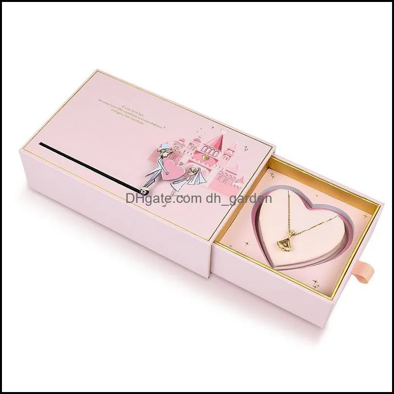 jewelry pouches bags wedding cardboard boxes engagement romance gift for pendent necklace ring box packaging case brit22