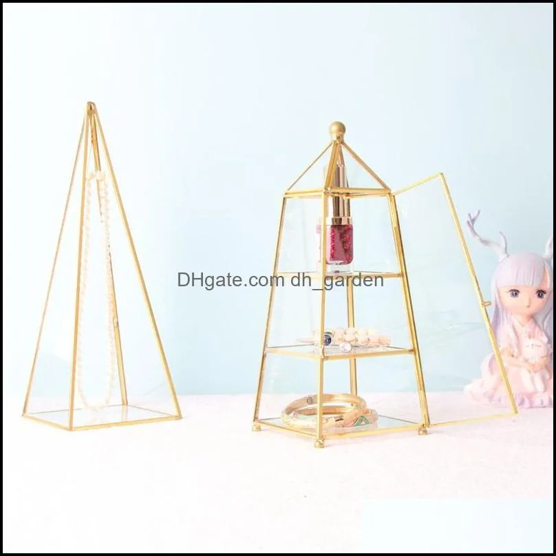 jewelry pouches bags u2jf geometric display multi-functional glass gold brass stand rack brit22