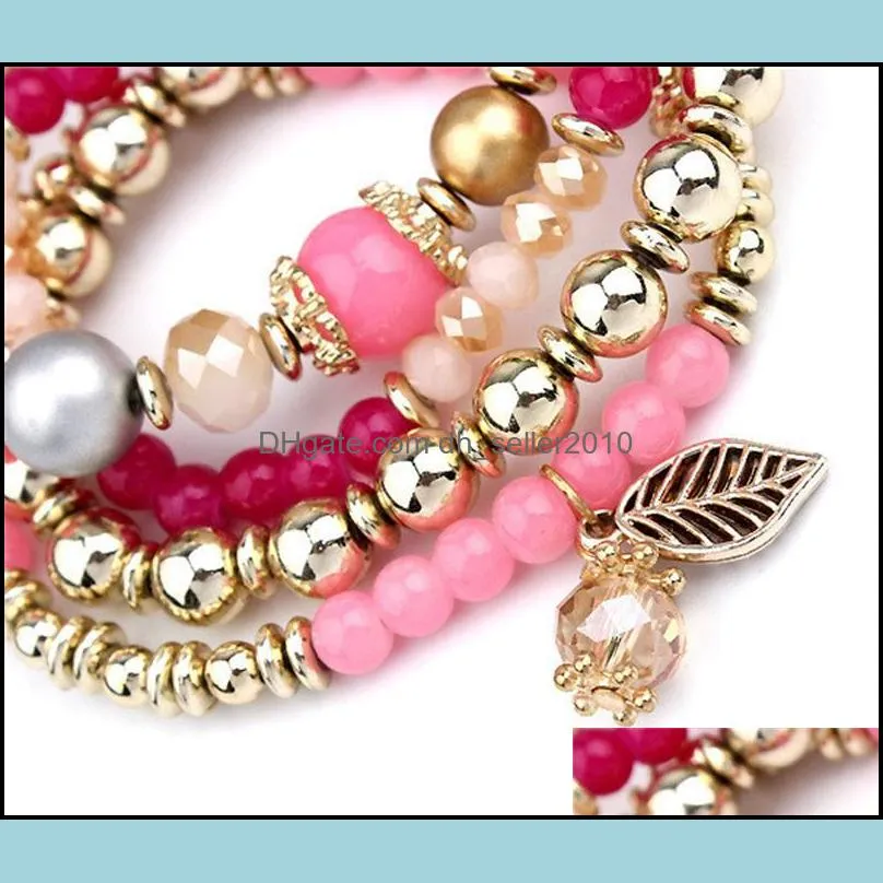 Womens Candy Color Vintage Italian Charm Bracelet With Beads