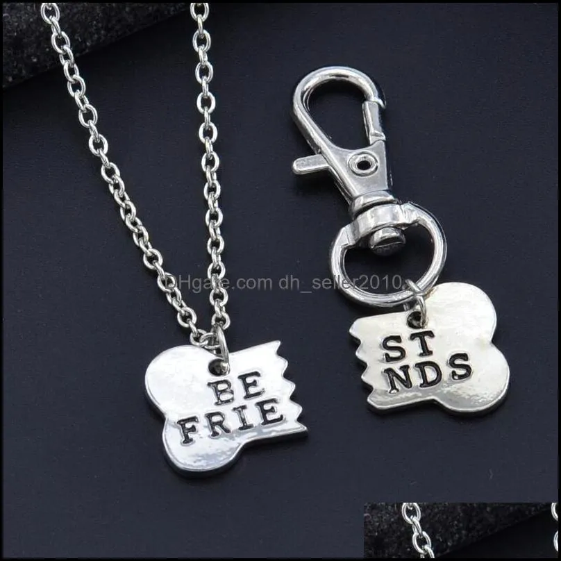 bestfriends necklace splicing dog bone key buckle pendants pets keys chain for women men plated gold silver bicuspid master