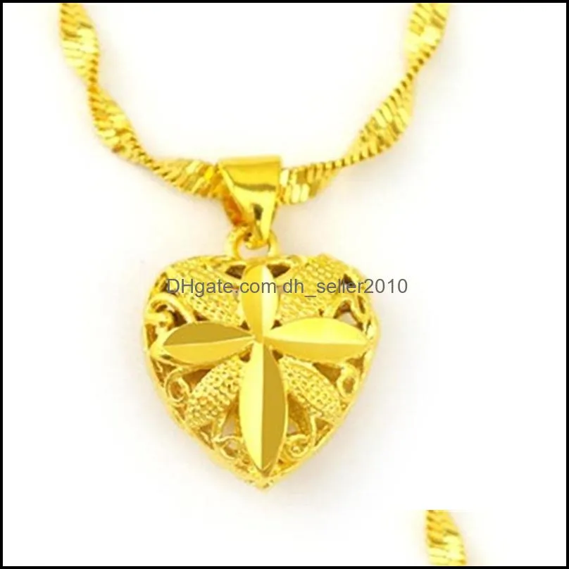 fashion real 18k gold necklace pendant for women wedding engagement jewelry love heart chain necklace choker birthday gifts girl 820