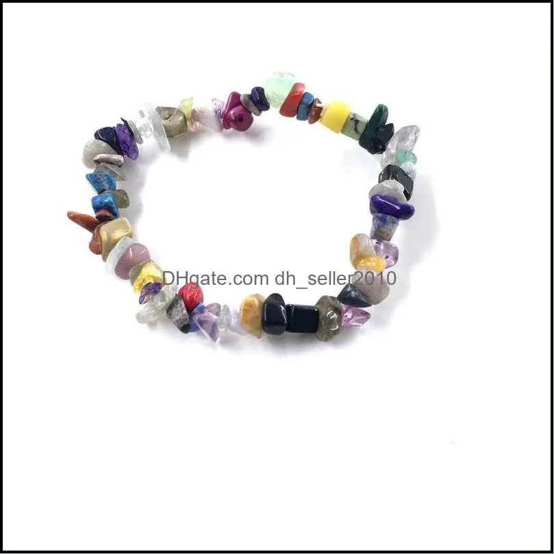beaded strands multicolor broken natural stone beads bracelets for women healing crystal quartz stone elasticity wristband mens fashion jewelry gift 97