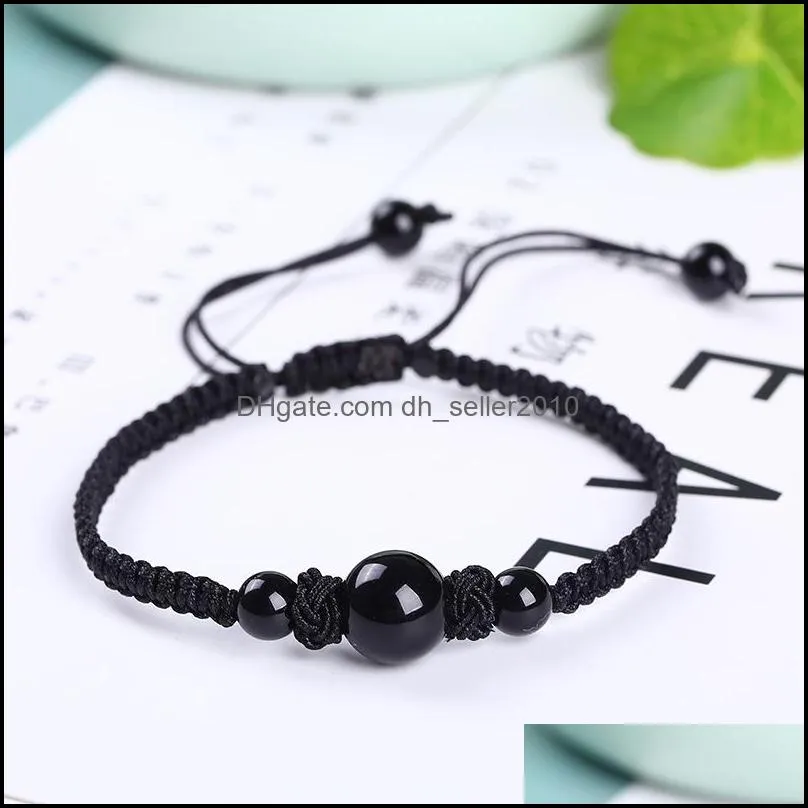 chinese style handmade lucky red string bracelets bangles red black agates stone beads men women couple`s bracelet
