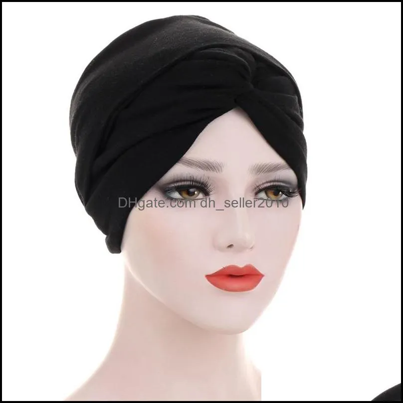 overlapping ear muffs hat forehead solid color indian new turban cap changes long tail chemotherapy fashion headgear 8 8qda k2