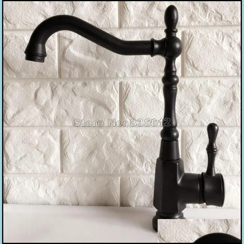 Basin Faucets Bathroom And Cold Faucet Swivel Spout Black Bronze Deck Mounted Vessel Sink Vanity Water Taps Tnf386