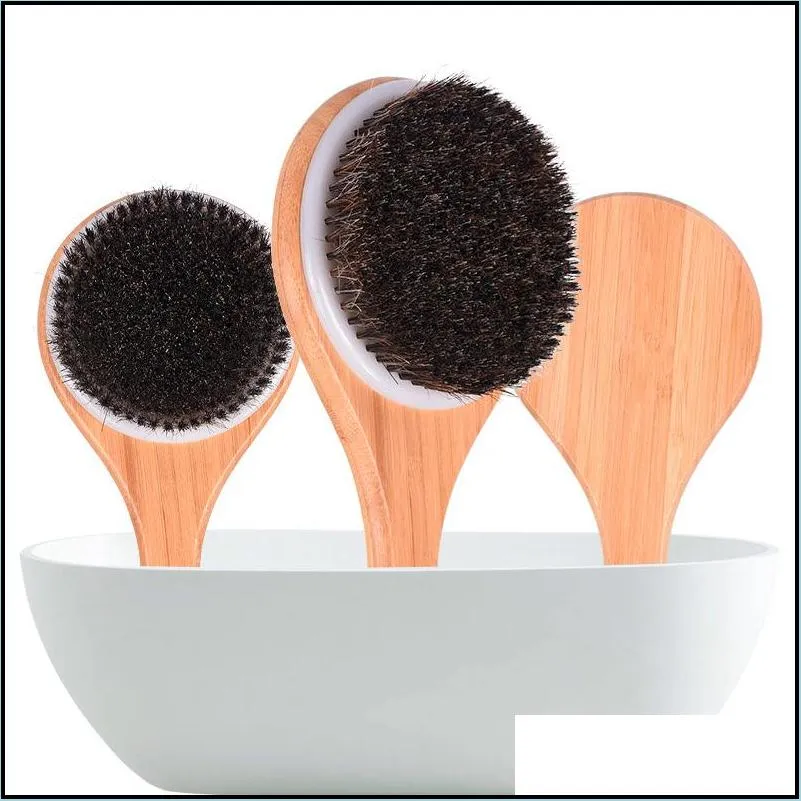 long handle horsehair body brush perfect for dry skin bath shower brush bamboo handle rub back brush