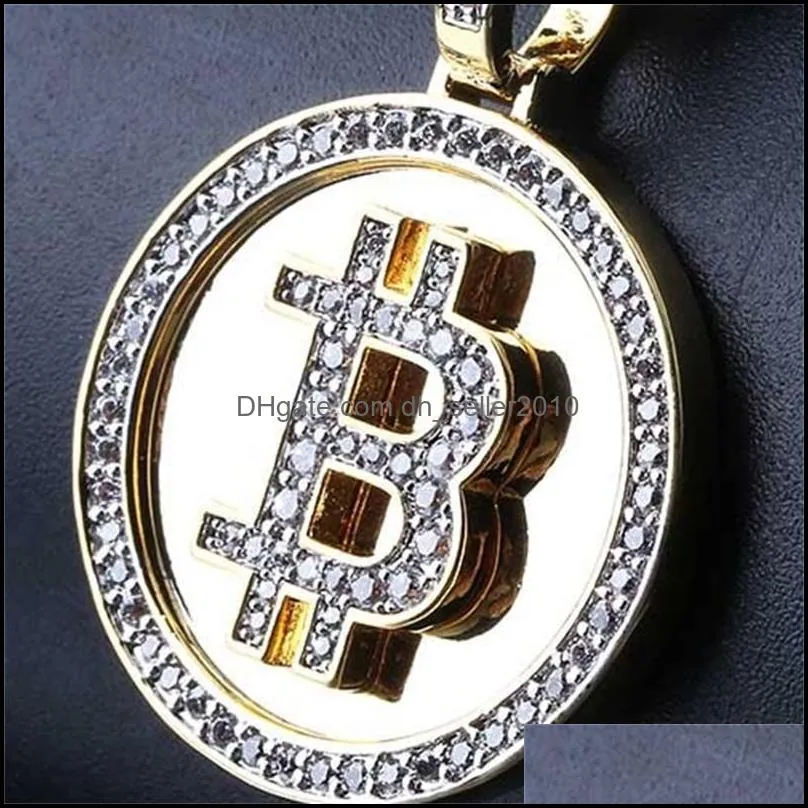 hip hop jewelry iced out coin pendant necklace gold chain for men zircon pendant mens necklace