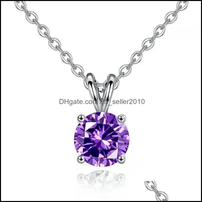 round 1ct cz solitaire pendant necklace 925 sterling silver choker statement necklace women silver 925 jewelry no chain 511 b3