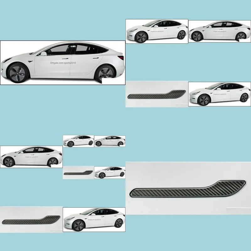 4 PCS Tesla Model 3 Door Handle Wrap Kit (Black Carbon Fiber)