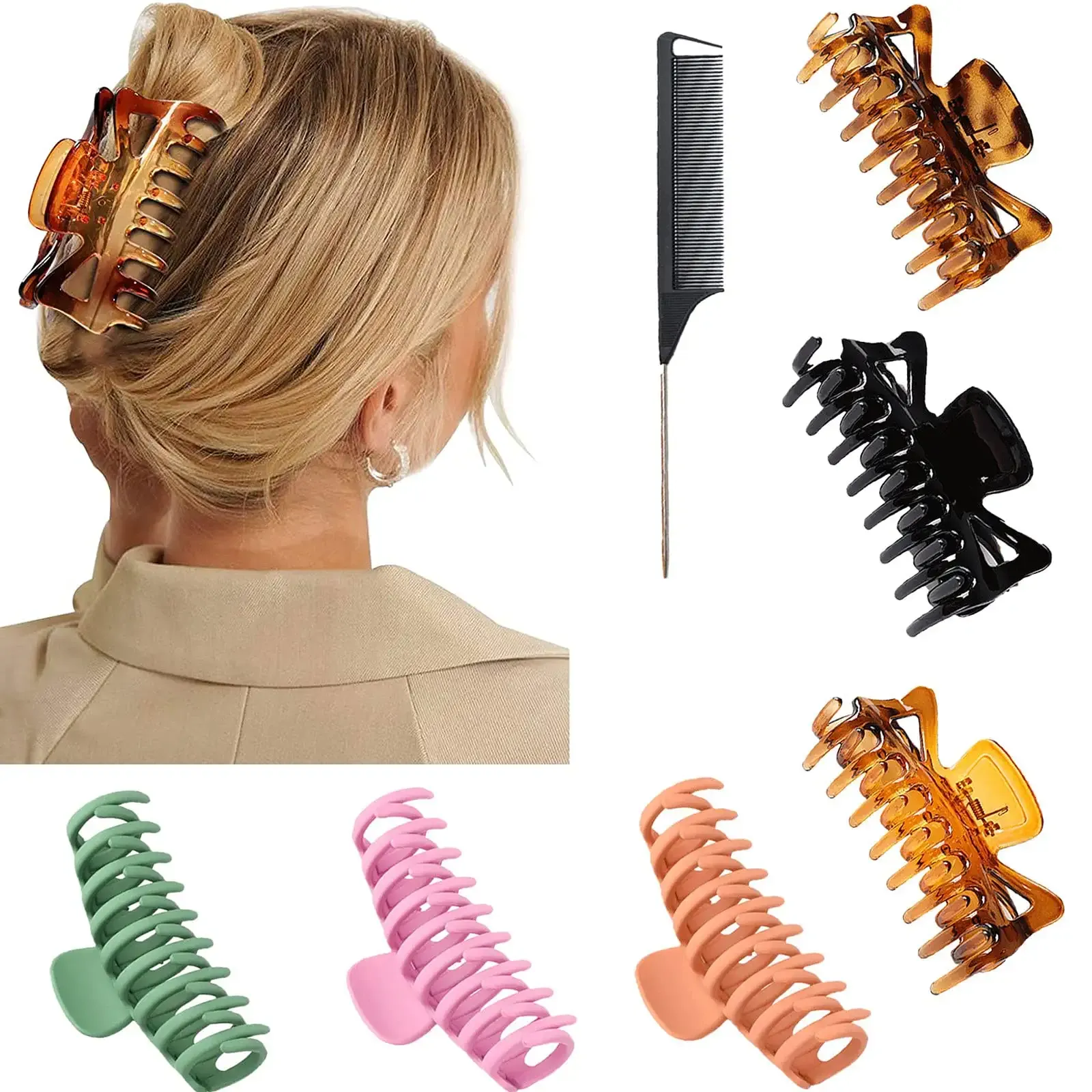 crown design large hair claw clips for women matte big hair claw for thick hair big banana clips for thin hair 4 2 claw clips strong nonslip for long curly hair styling accessories 12 color