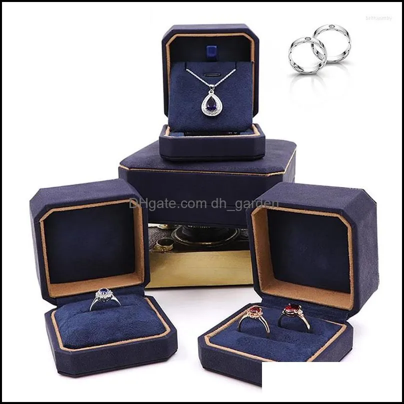 jewelry pouches round corner pu leather proposal ring pendant necklace packaging box for woman gift case
