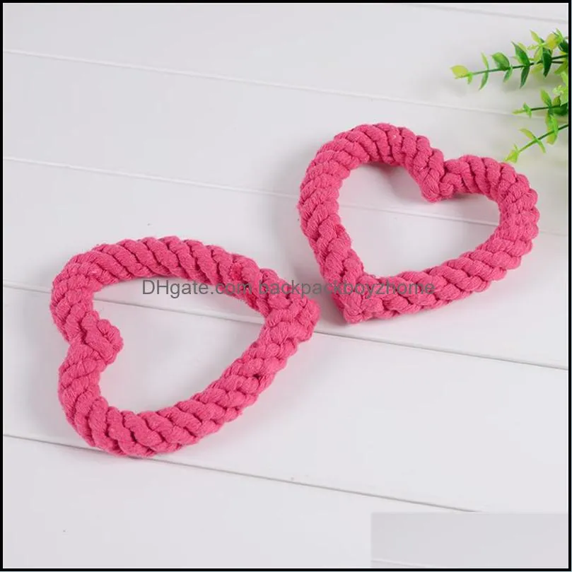 Pet Rope Toys Love Heart Shape Dog Chew Toys Bite Resistant Pet Toy Outdoor Training Pet Supplies Dogs Clean Teeth Toy