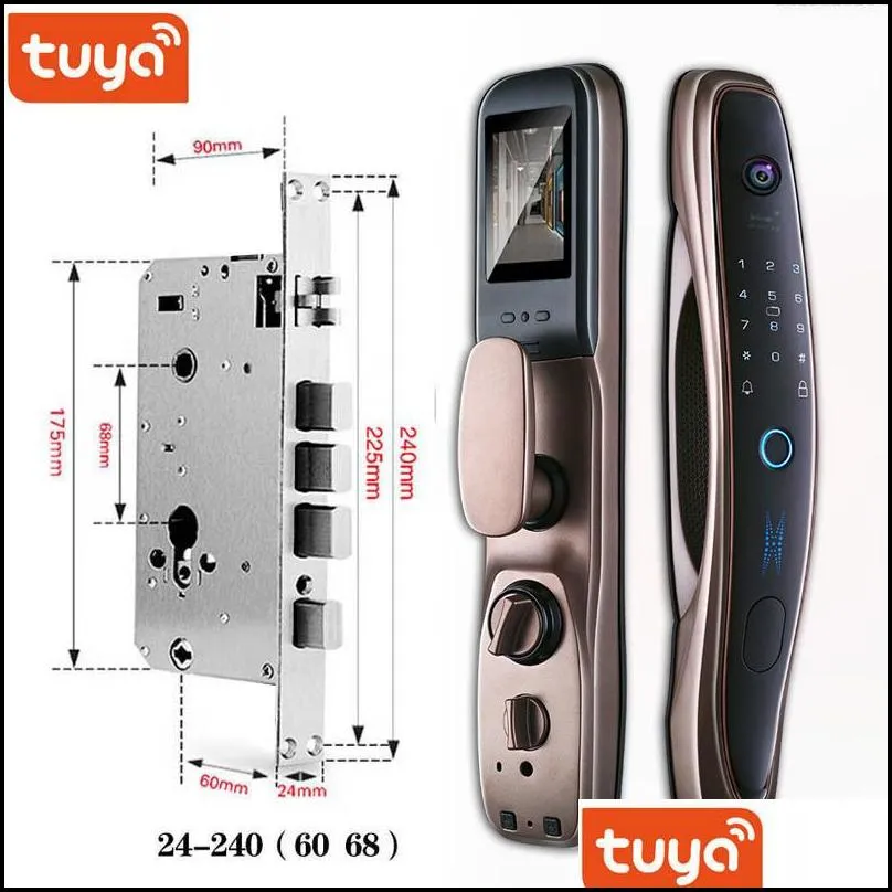 Tuya Smart Lock Surveillance Camera WiFi Wireless Fingerprinty App Unlock Moniton Function With Door Bell 220704