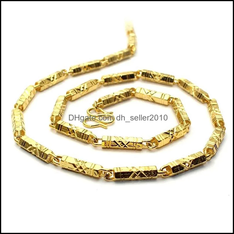 luxury 18k 51cm gold chain for men pendant link steel bamboo necklace gift cool man jewelry copper christmas gifts 1016 b3