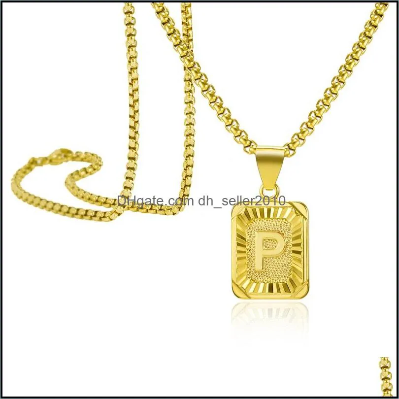 a-z 26 initials pendant letter necklace for women men gold golor square alphabet charm box link chain couple bff jewelry