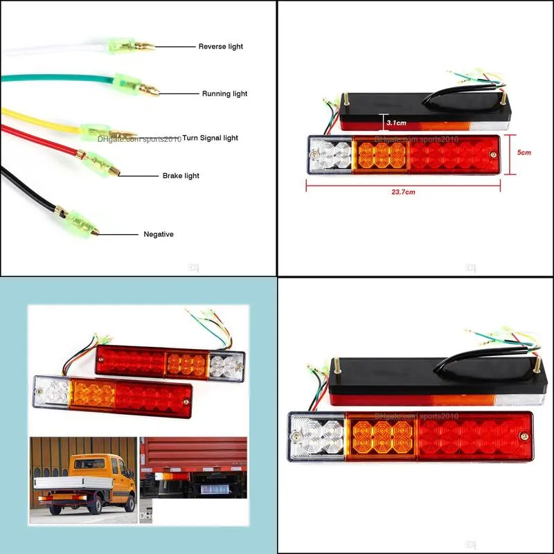 2pcs trailer lights led stop rear tail brake reverse light turn indiactor led 12v/24v atv truck led trailer taillights lamp