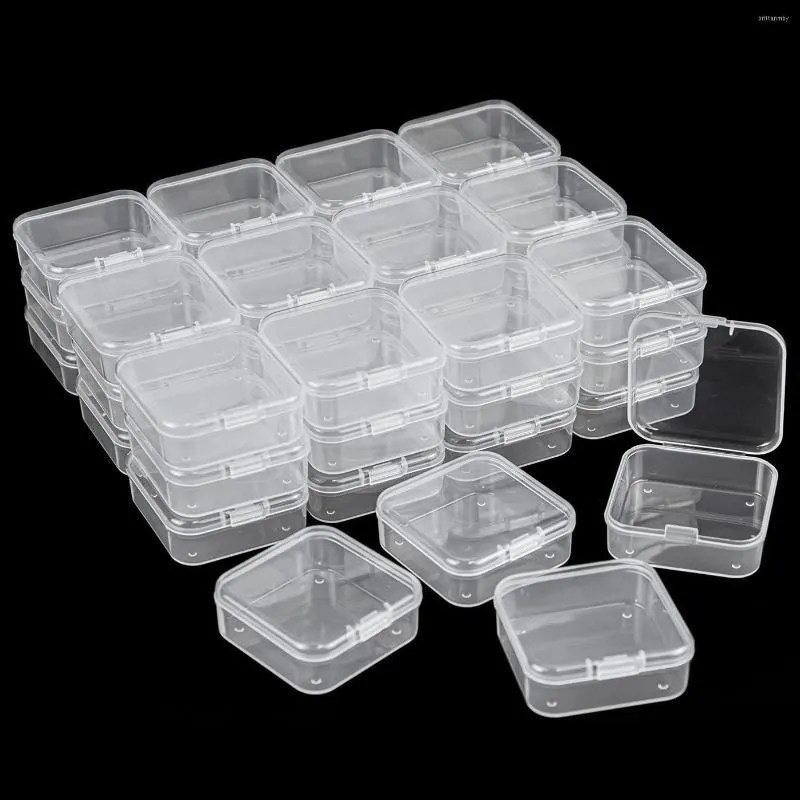 jewelry pouches 6pcs small boxes square transparent plastic storage case finishing container packaging box for earrings rings