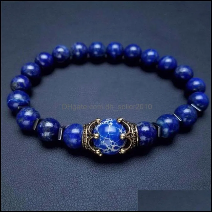 natural tiger`s eye crown shaped bead bracelet men`s luxury jewelry gift charm chain brings good luck