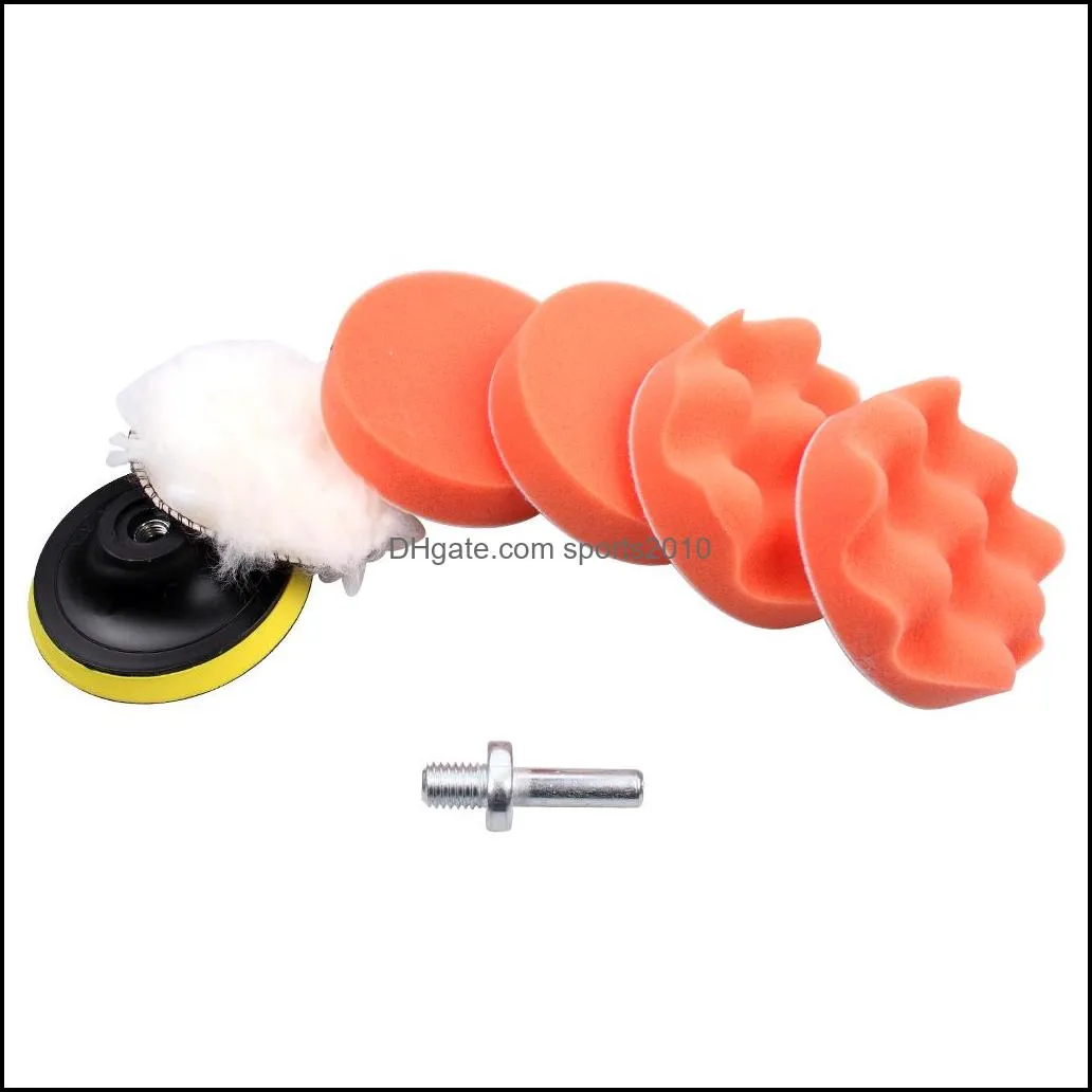 car sponge woolen polishing waxing pad kit set with drill adapter (4 inch)