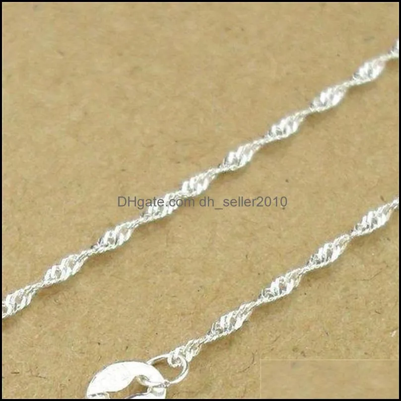 20pcs 925 sterling silver jewelry fashion classic wave chain necklace christmas gift for woman