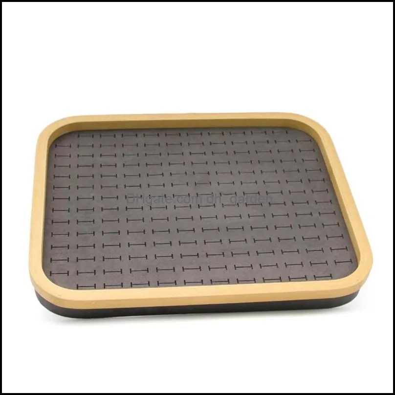 Jewelry Pouches High-end Rectangle Wood&Velvet Display Stand 164 Holes Ring Tray Storage Rack Carrying Case Po Prop 41x33.5cm