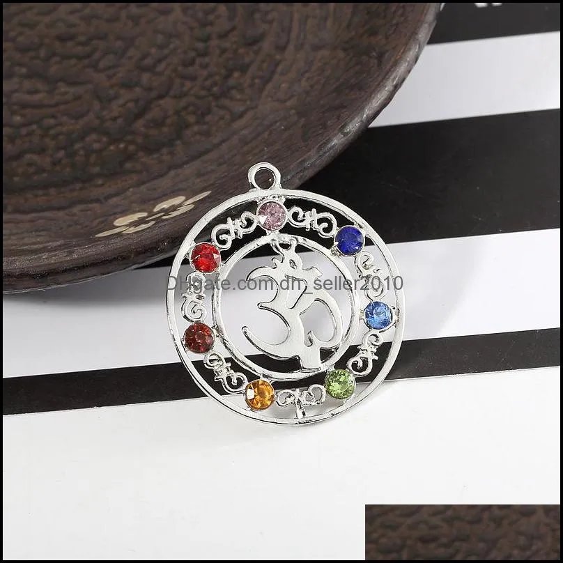 wholesale natural crystal gemstone pendant seven chakra religious pendants alloy inlaid gemstone 012 174 r2