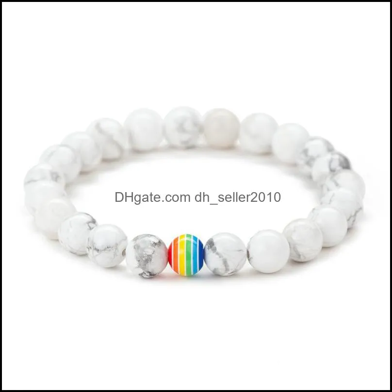 black stone beaded bracelets gay rainbow bracelet concise pride friendship jewelry best friend chakra bracelet