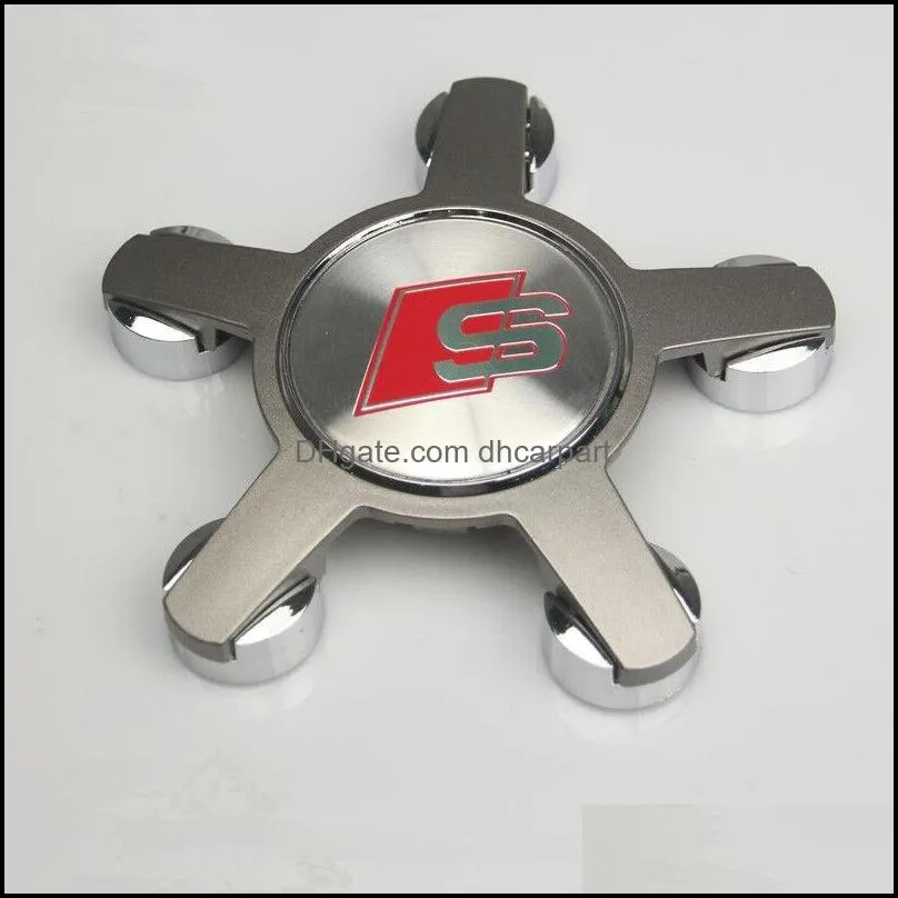 4pcs 135mm s line wheel center caps badge for a3 a4 a5 a6 a8 s6 s8 q5 q7 tt sline wheel centre hub cap s line emblem