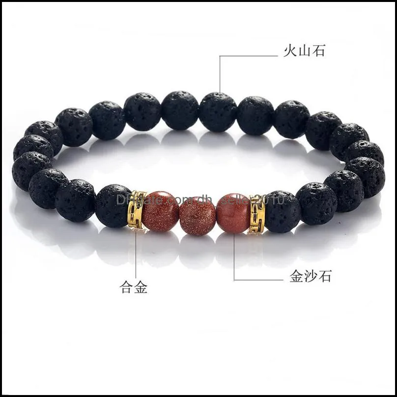 handmade 8mm natural stone beads bracelet for women men healing lava volcanic turquois stone elastic bracelet fashion jewelry gift 3593
