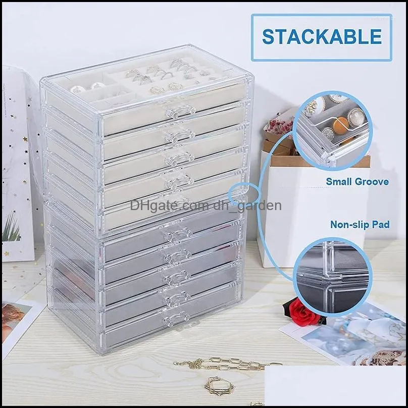 jewelry pouches 5 drawers multi layer acrylic organizer for girl earrings display transparent case plastic storage container