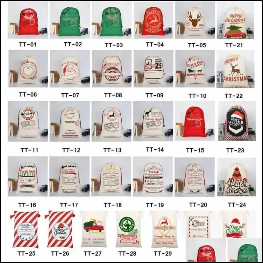 Lowest Price 2022 Latest Styles Christmas Gift Bags Large Organic Heavy Canvas-bag Santa Sack Drawstring Bag With Reindeer FY4249 0919