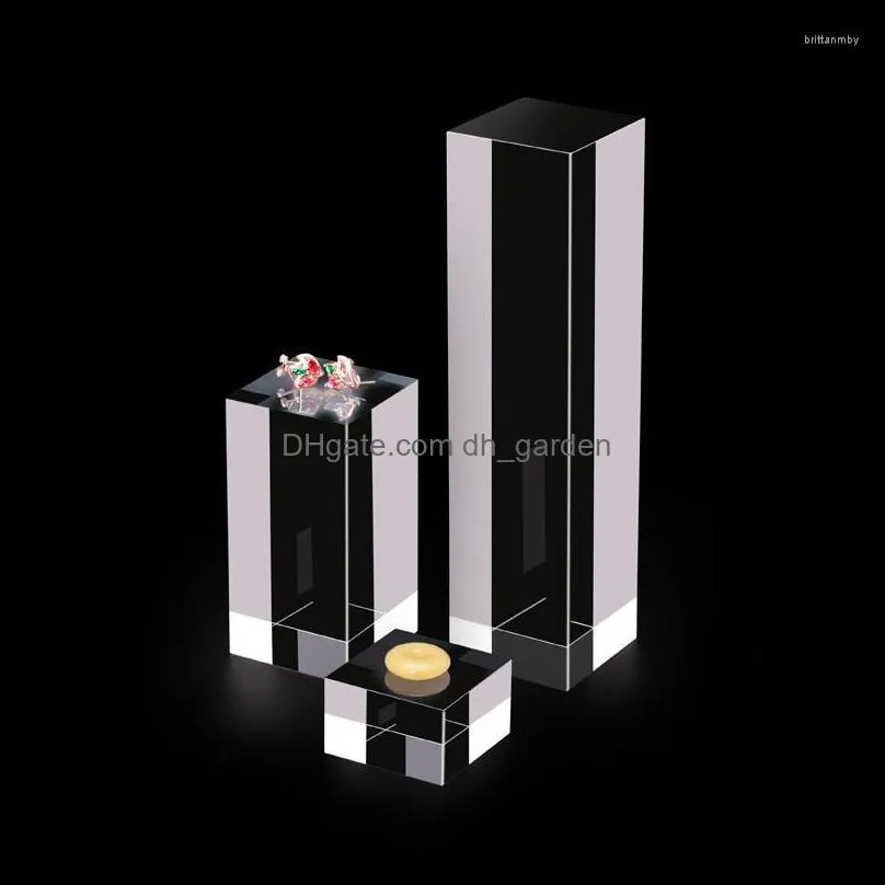 Jewelry Pouches Acrylic Plexiglass Square Stamping Transparent Block Cosmetics Display Stand Pography Props Dolls Perfume Ring Holder