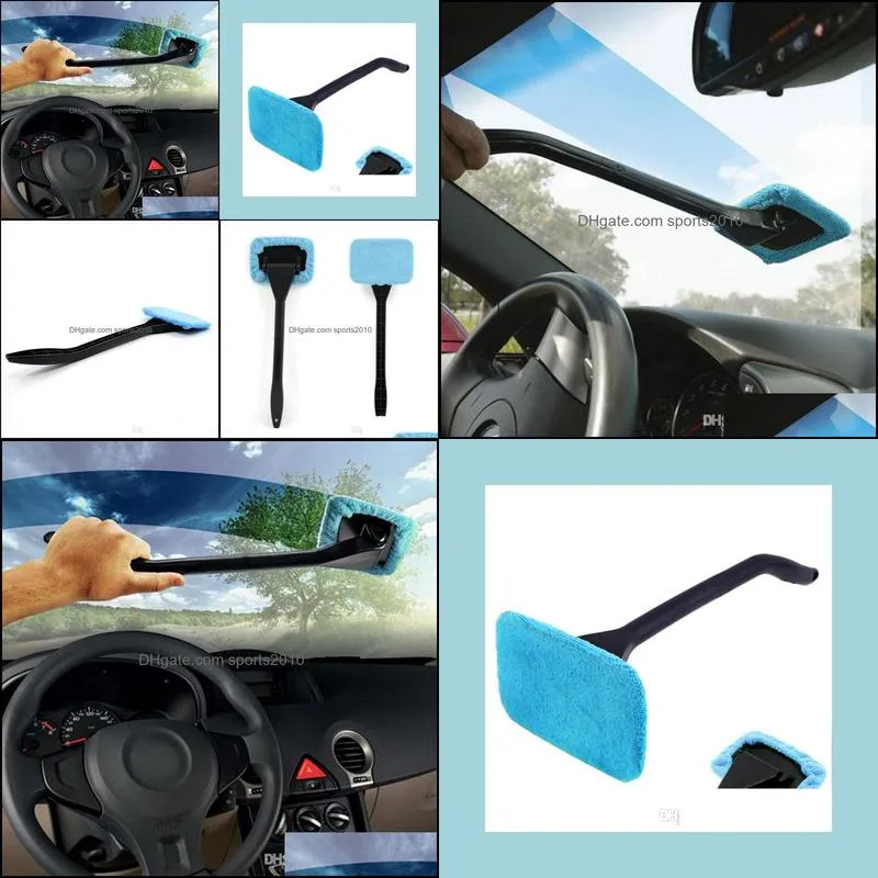 microfiber auto window cleaner long handle car washer brush windshield glass wiper cloth cleaning brush tool washable handy rag