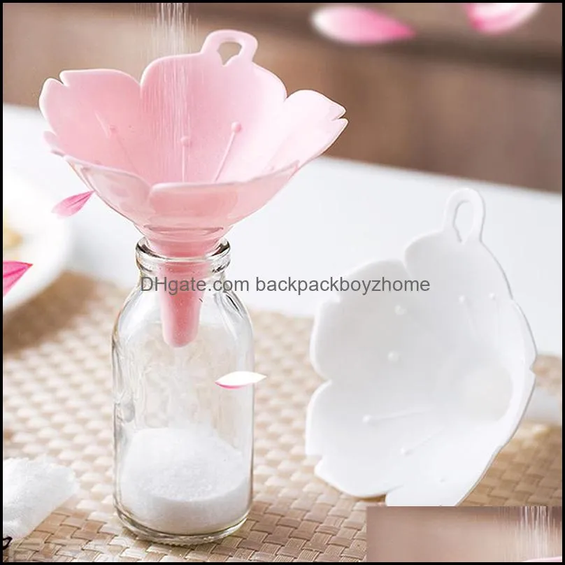 2pcs/set Kitchen Cherry Blossom Style Funnels Home Olive Oil Condiments Liquid Powder Dispenser Kitchen Accessories